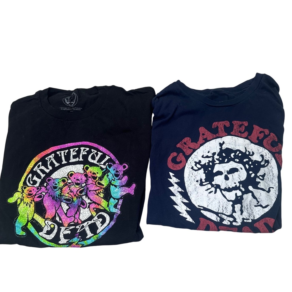 Grateful Dead band short sleeve tee shirt black navy pair small medium graphic